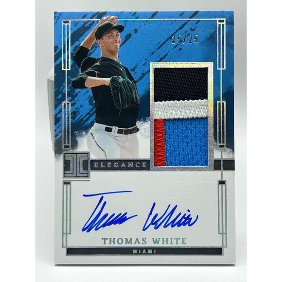 2024 Panini Impeccable THOMAS WHITE 4 Color Patch On Card Auto 25/25 SP Marlins - Picture 1 of 2